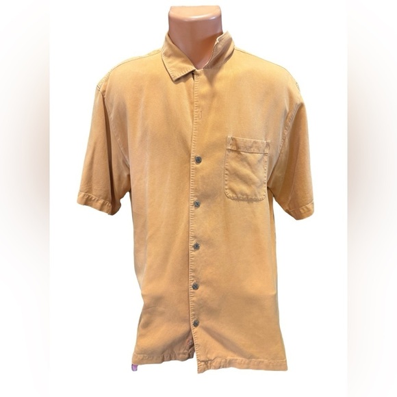 Tommy Bahama 100% Silk Men's M Orange Hawaiian Button Up Shirt  Short Sleeve - Picture 3 of 10